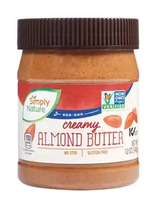 nutrition facts for 2 Tablespoons of Almond Butter - Simply Nature (Aldi)