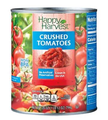 nutrition facts for 1/2 cup of Tomatoes - Crushed