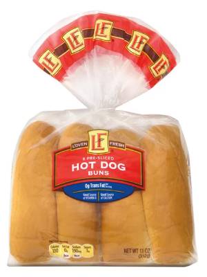 nutrition facts for 1 Bun of Hotdog Buns - High Carb