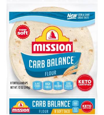 nutrition facts for 1 Tortilla of Tortilla - Mission - 2g Net Carb