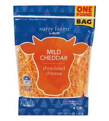 nutrition facts for 1/4 Cup of Cheddar Cheese - Shredded