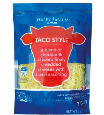 nutrition facts for 1/4 Cup of Taco Cheese - Shredded