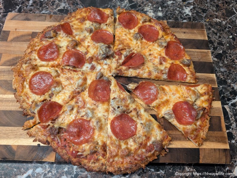 Tim's Low Carb Chicken Crust Sausage and Cheese Pizza!